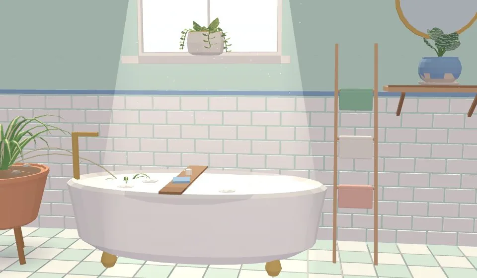 Bathroom with a clawfoot tub under a frosted window