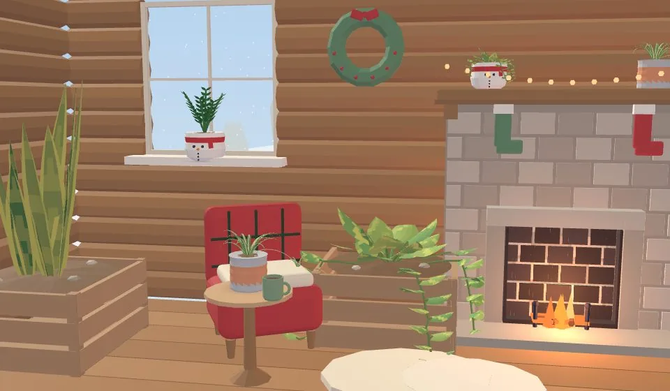 Winter cabin with a fireplace